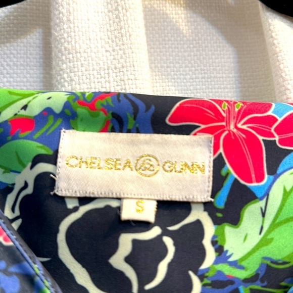 NWOT Chelsea Gunn Floral Multicolor Polyester and Spandex 3/4 Length Sleeve S - Picture 7 of 10
